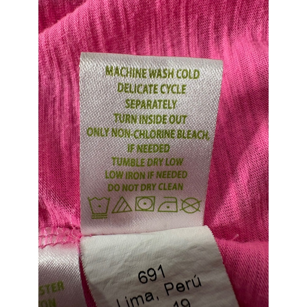 LILLY PULITZER Womens Pink V-Neck Slub Knit Short Sleeve T-Shirt M Lightweight - Picture 6 of 10